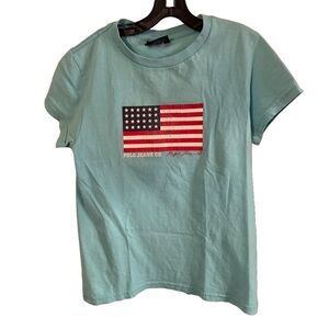 POLO JEANS CO RALPH LAUREN Women’s AMERICAN FLAG T SHIRT - SIZE S Green